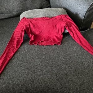 red cropped dressy like shirt